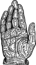 old black and white illustration of a hand